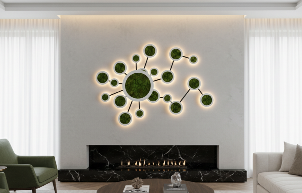 Molécule — décoration murale mousse végétale stabilisée