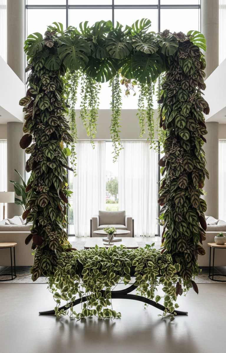 L'Entrée des Mondes — portique végétal accueil entrée événement